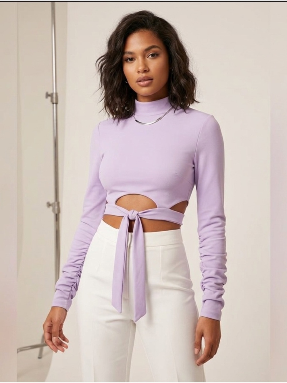 Boohoo Long sleeve crop top size 2💜 New with Tags Textured stretchy fashion sexy
